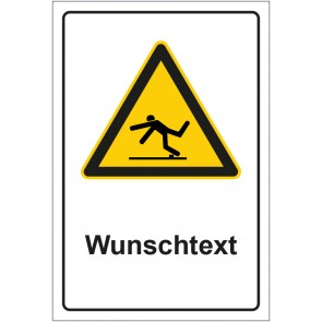 Schild Warnzeichen Warnung vor Hindernissen am Boden mit WUNSCHTEXT