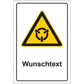 Aufkleber Warnzeichen Warnung vor elektrostatisch sensible Bauelemente ESB mit WUNSCHTEXT