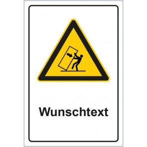 Aufkleber Warnzeichen Warnung vor kippenden Gegenständen mit WUNSCHTEXT