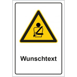 Schild Warnzeichen Hinweiszeichen Achtung, Sicherheitsgurt tragen mit WUNSCHTEXT · selbstklebend