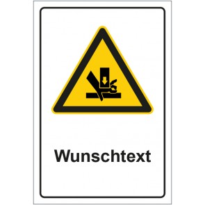 Magnetschild Warnzeichen Warnung vor Handverletzung durch Quetschgefahr mit WUNSCHTEXT