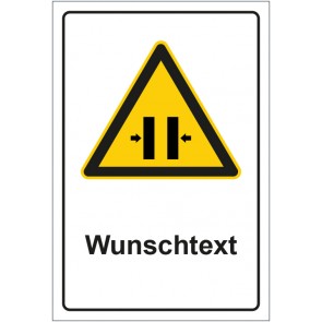 Schild Warnzeichen Warnung vor Quetschgefahr mit WUNSCHTEXT · selbstklebend