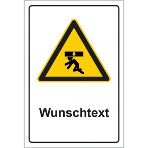 Aufkleber Warnzeichen Hinweiszeichen Geringe Deckenhöhe mit WUNSCHTEXT