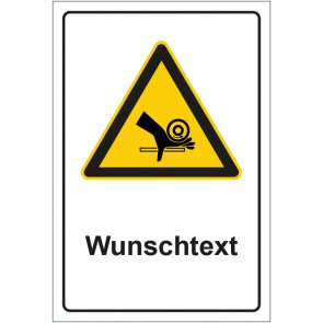 Magnetschild Warnzeichen Warnung vor Handeinzug mit WUNSCHTEXT