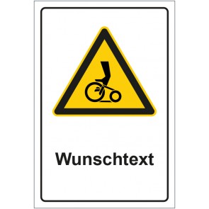 Aufkleber Warnzeichen Warnung vor Handverletzung durch Riemenantrieb mit WUNSCHTEXT