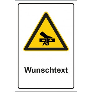 Magnetschild Warnzeichen Warnung vor Handverletzung mit WUNSCHTEXT