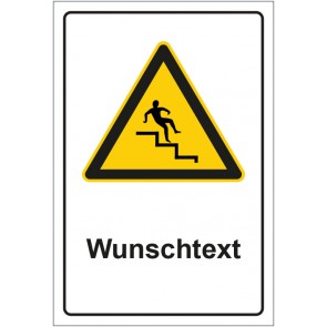 Schild Warnzeichen Warnung vor Treppen · Stufen mit WUNSCHTEXT · selbstklebend