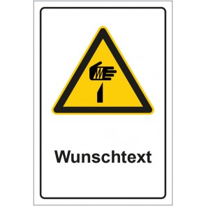 Aufkleber Warnzeichen Warnung vor spitzem Gegenstand mit WUNSCHTEXT