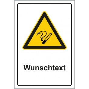 Aufkleber Warnzeichen Hinweiszeichen Raucherzone mit WUNSCHTEXT