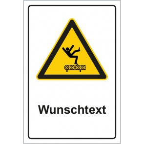 Magnetschild Warnzeichen Warnung vor Absturzgefahr auf dem Förderband mit WUNSCHTEXT