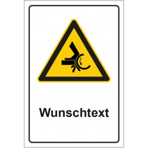 Aufkleber Warnzeichen Warnung vor Einzugsgefahr mit WUNSCHTEXT · stark haftend