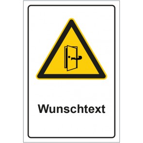 Schild Warnzeichen Hinweiszeichen Achtung, Türe geschlossen halten mit WUNSCHTEXT