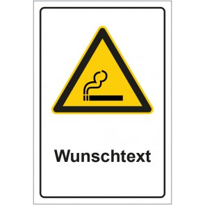 Schild Warnzeichen Hinweiszeichen Raucherzone mit WUNSCHTEXT · selbstklebend