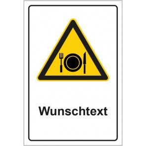 Schild Warnzeichen Hinweiszeichen Achtung, Besteck benutzen mit WUNSCHTEXT · selbstklebend