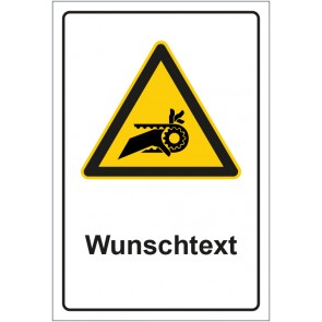 Magnetschild Warnzeichen Warnung vor Einzug durch Riemenantrieb mit WUNSCHTEXT