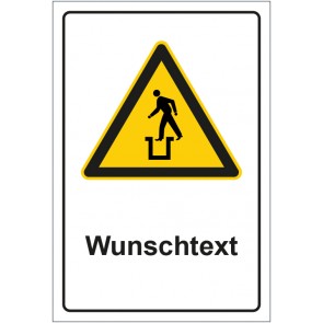 Magnetschild Warnzeichen Warnung vor offener Grube mit WUNSCHTEXT