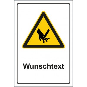 Magnetschild Warnzeichen Warnung vor Schnittgefahr mit WUNSCHTEXT