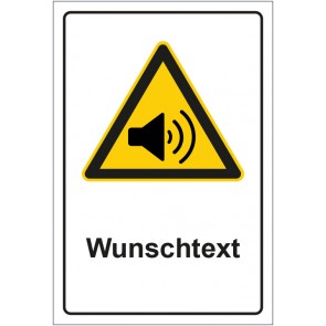 Aufkleber Warnzeichen Warnung vor erhöhter Lautstärke mit WUNSCHTEXT · stark haftend