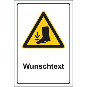 Aufkleber Warnzeichen Warnung vor Fußverletzungen mit WUNSCHTEXT · stark haftend