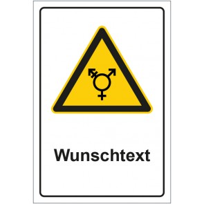 Schild Warnzeichen Hinweiszeichen Transgender Zone mit WUNSCHTEXT