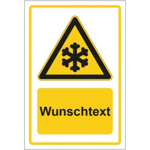 Aufkleber Warnzeichen Warnung vor niedriger Temperatur - Frost gelb mit WUNSCHTEXT · stark haftend