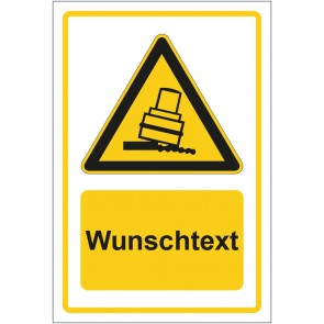 Aufkleber Warnzeichen Warnung vor Kippgefahr beim Walzen gelb mit WUNSCHTEXT
