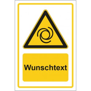 Aufkleber Warnzeichen Warnung vor automatischem Anlauf gelb mit WUNSCHTEXT
