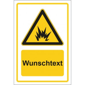 Magnetschild Warnzeichen Warnung vor Lichtbogenentladung gelb mit WUNSCHTEXT