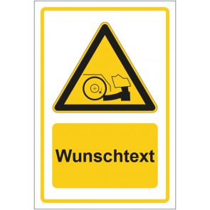 Aufkleber Warnzeichen Warnung vor Fußverletzungen gelb mit WUNSCHTEXT · stark haftend