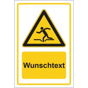 Aufkleber Warnzeichen Warnung vor Einsturzgefahr gelb mit WUNSCHTEXT · stark haftend