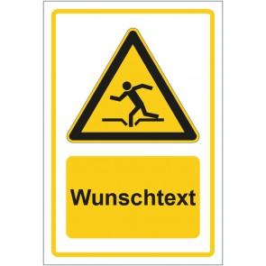 Schild Warnzeichen Warnung vor Einsturzgefahr gelb mit WUNSCHTEXT