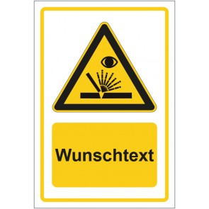 Magnetschild Warnzeichen Warnung vor Schweißfunken gelb mit WUNSCHTEXT