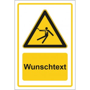Aufkleber Warnzeichen Warnung vor überschlagender Spannung Stromschlaggefahr gelb mit WUNSCHTEXT · stark haftend