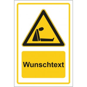Aufkleber Warnzeichen Warnung vor Erstickungsgefahr gelb mit WUNSCHTEXT · stark haftend
