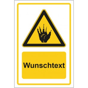 Magnetschild Warnzeichen Warnung vor Ätzenden Stoffen gelb mit WUNSCHTEXT