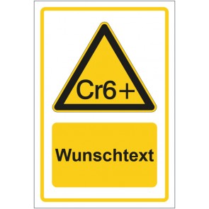 Magnetschild Warnzeichen Warnung vor Chromat - Hexavalentes Chrom gelb mit WUNSCHTEXT