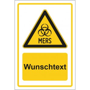 Magnetschild Warnzeichen Warnung vor MERS gelb mit WUNSCHTEXT