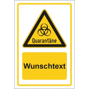 Aufkleber Warnzeichen Warnung Quarantäne gelb mit WUNSCHTEXT
