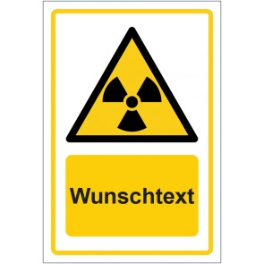 Magnetschild Warnzeichen Warnung vor radioaktiven Stoffen · ISO_7010_W003 gelb mit WUNSCHTEXT