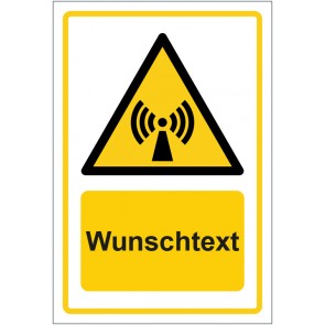 Magnetschild Warnzeichen Warnung vor nicht ionisierender Strahlung · ISO_7010_W005 gelb mit WUNSCHTEXT