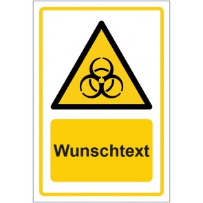 Aufkleber Warnzeichen Warnung vor Biogefährdung · ISO_7010_W009 gelb mit WUNSCHTEXT
