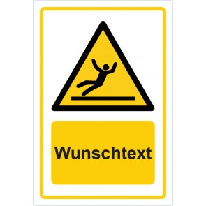 Aufkleber Warnzeichen Warnung vor Rutschgefahr · ISO_7010_W011 gelb mit WUNSCHTEXT