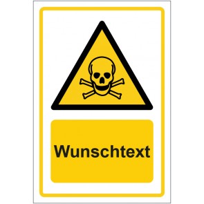 Schild Warnzeichen Warnung vor giftigen Stoffen · ISO_7010_W016 gelb mit WUNSCHTEXT