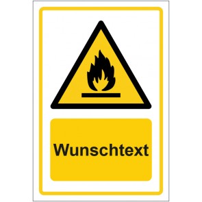 Magnetschild Warnzeichen Warnung vor feuergefährlichen Stoffe · ISO_7010_W021 gelb mit WUNSCHTEXT