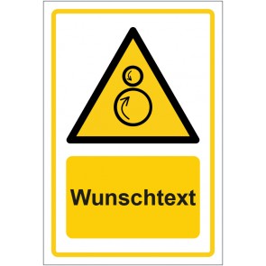 Magnetschild Warnzeichen Warnung vor gegenläufigen Rollen · ISO_7010_W025 gelb mit WUNSCHTEXT