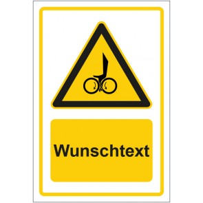 Aufkleber Warnzeichen Warnung vor Einzugsgefahr durch rotierende Walzen gelb mit WUNSCHTEXT · stark haftend