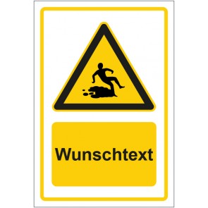 Aufkleber Warnzeichen Warnung vor Rutschgefahr gelb mit WUNSCHTEXT