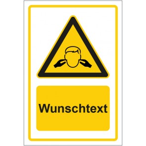Aufkleber Warnzeichen Warnung vor hohem Geräuschpegel gelb mit WUNSCHTEXT