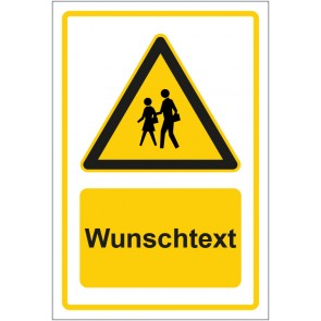 Aufkleber Warnzeichen Hinweiszeichen Achtung Schulverkehr gelb mit WUNSCHTEXT · stark haftend