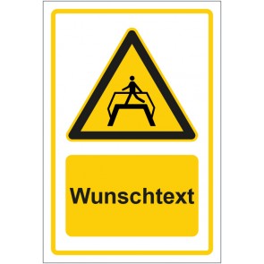 Schild Warnzeichen Hinweiszeichen Achtung, Fußgänger Überführung benutzen gelb mit WUNSCHTEXT · selbstklebend
